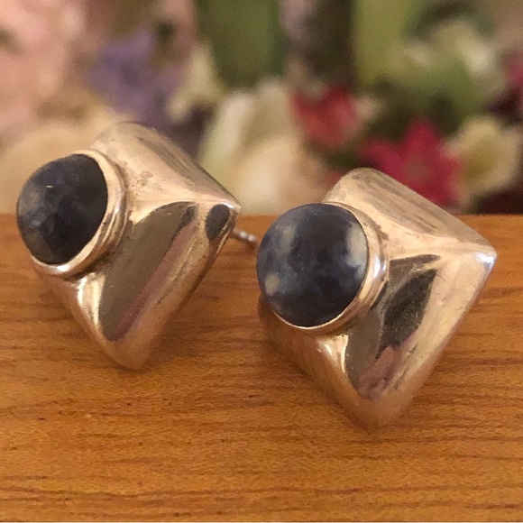 Silpada Sterling Silver Blue Sodalite Earrings on Posts P0522 - Picture 4 of 16